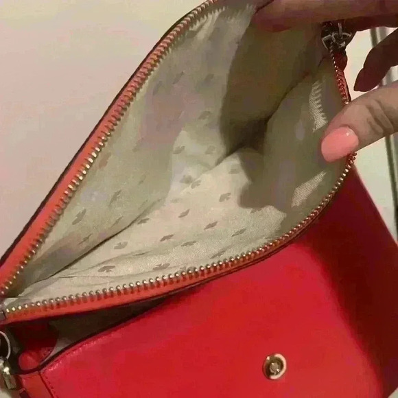 Kate Spade Bright Coral Pink Flap Crossbody like new condition pebbled leather - Picture 11 of 13